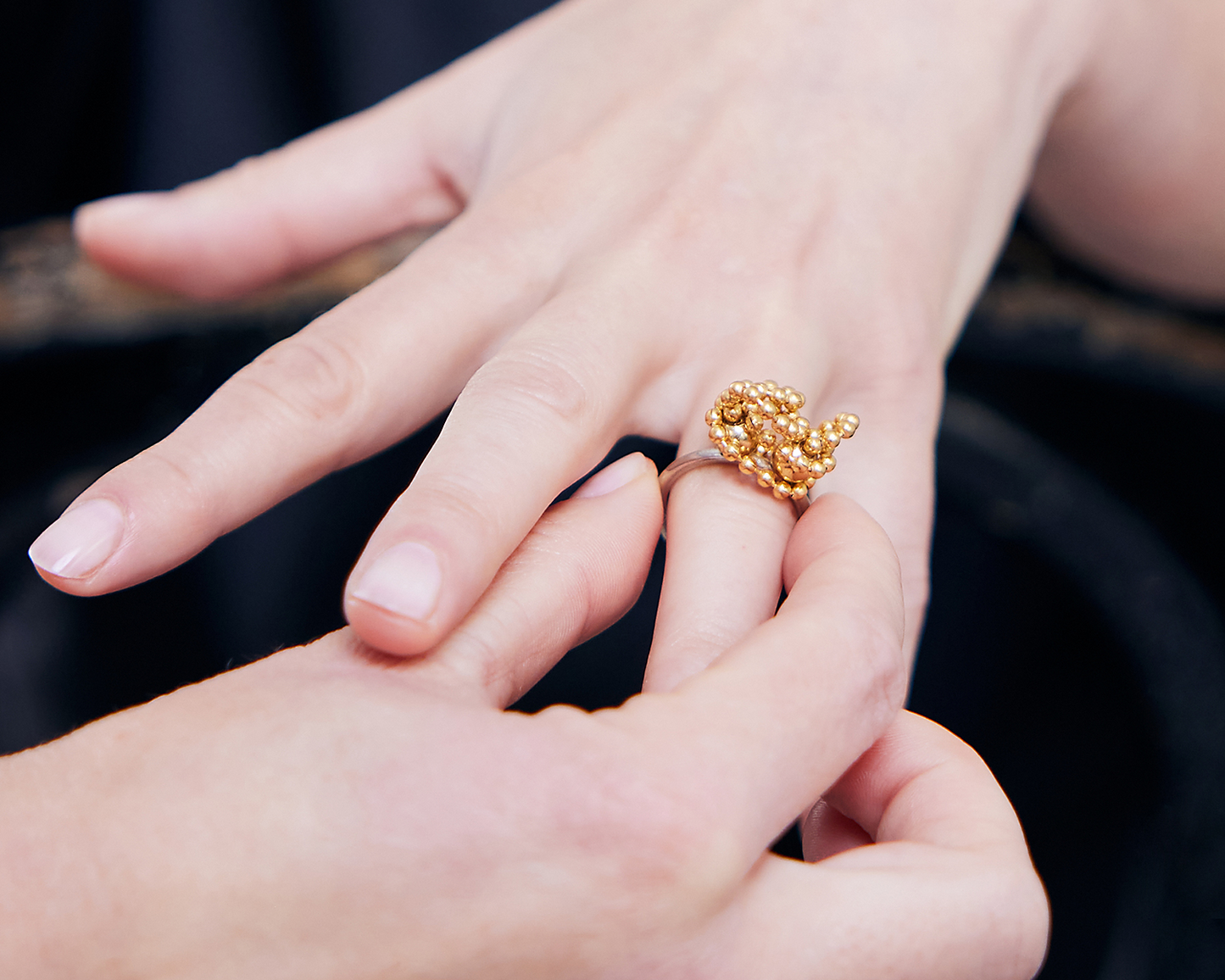 Ring "globolous", fine gold plated